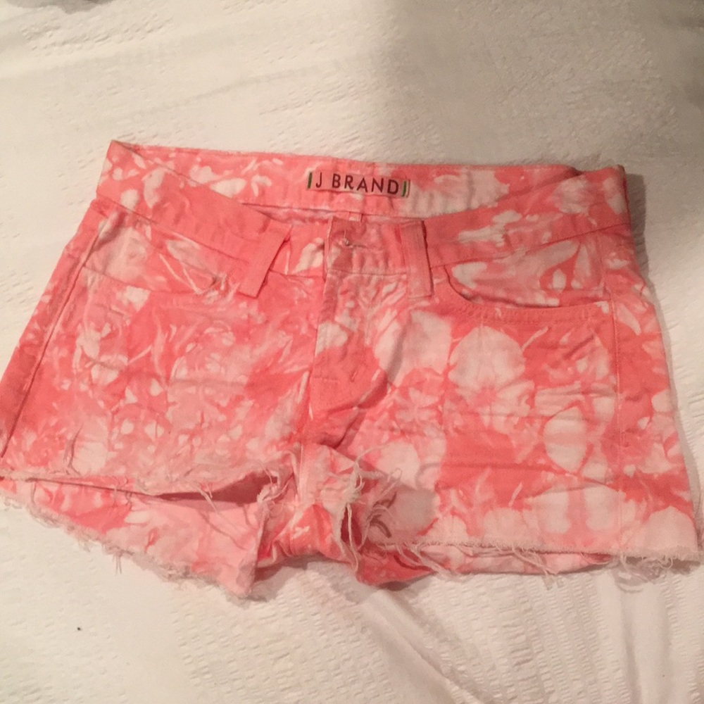 J brand tie dye coral cutoff low rise shorts 24